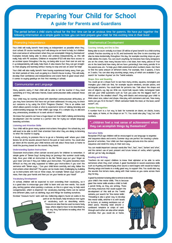 Preparing Your Child For School - A Guide For Parents.  Homeschool Curriculum for Visual Learners